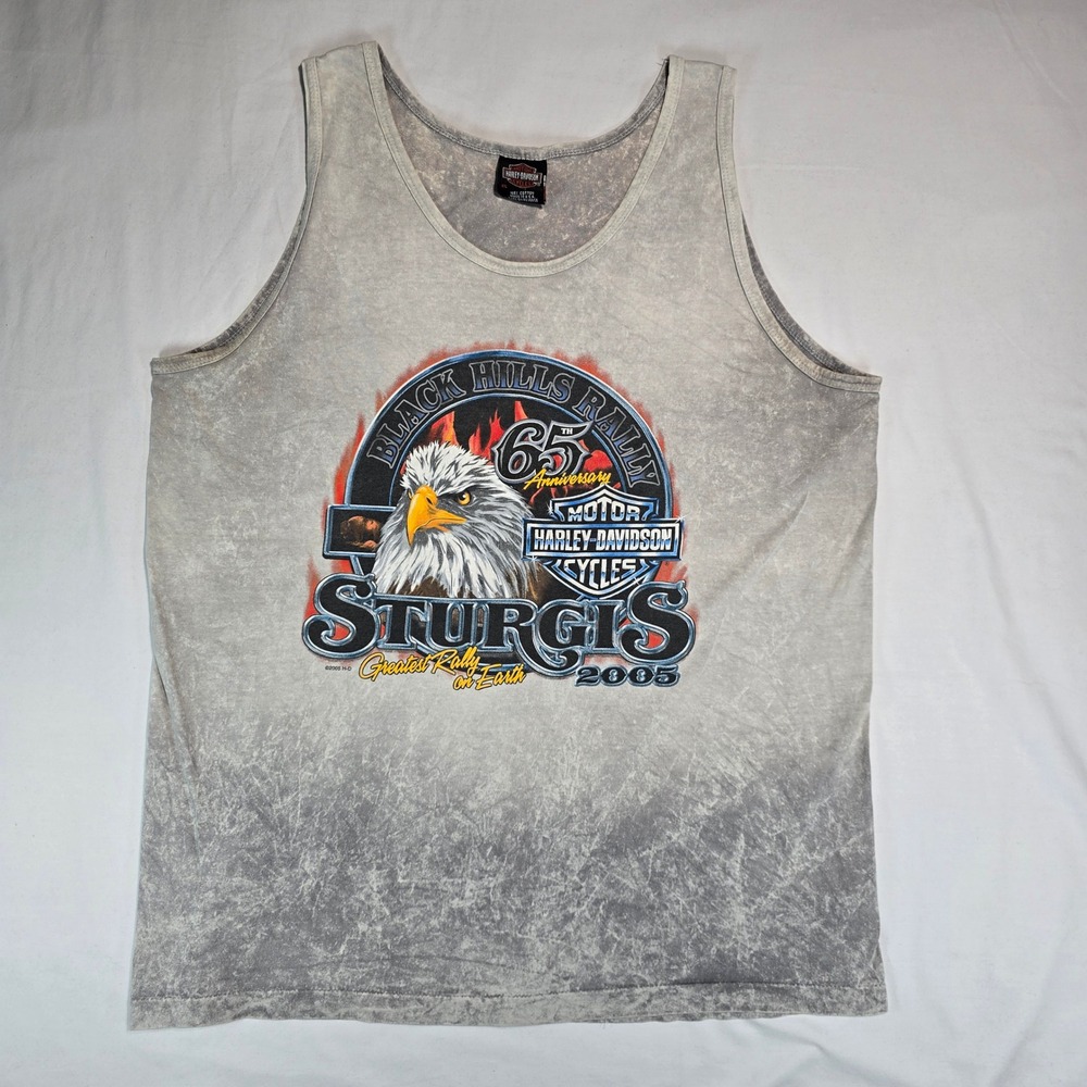 Vintage 2005 Harley Davidson Sturgis 65th Anniversary Tank Top Gray XL USA Made